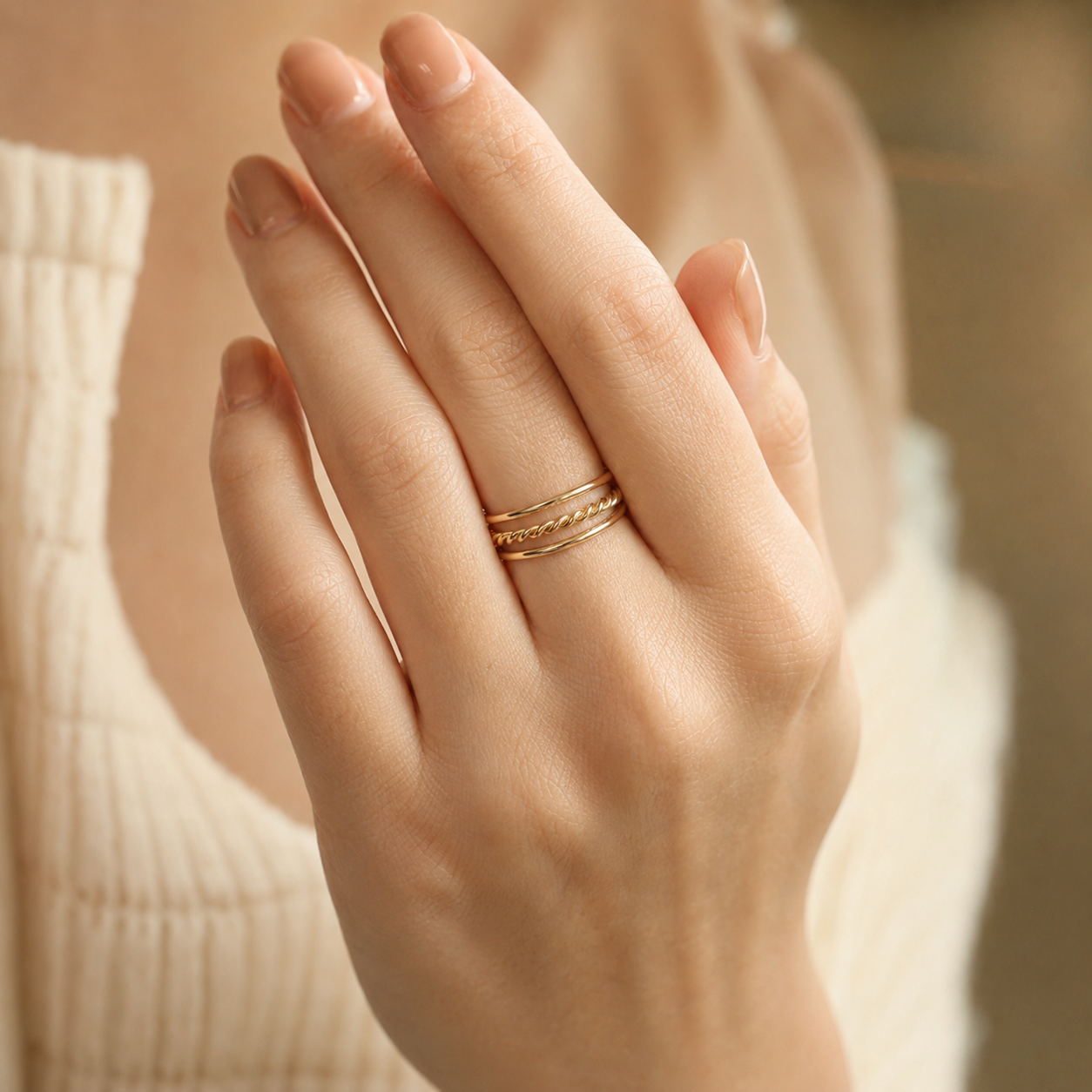 Twisted Rope Stacking Ring – Dainty 925 Sterling Silver Band, Gold or Silver, Gift for Her