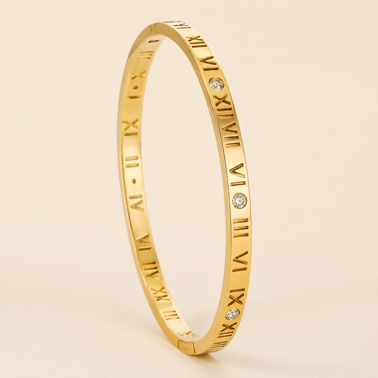 Roman Numeral Bangle Bracelet – CZ Stone Slim Cuff, Dainty Stacking Bracelet Gift for Her