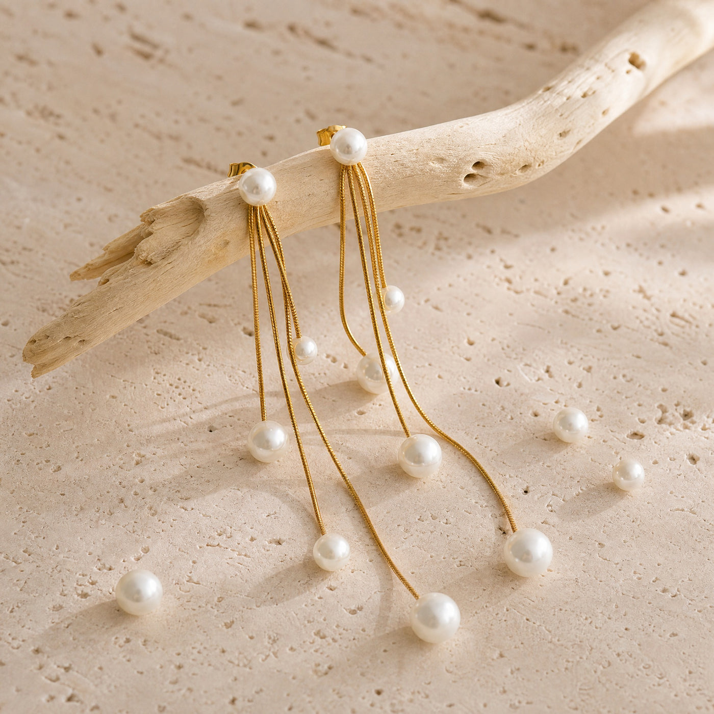 Pearl Multi-Chain Drop Earrings – Dainty Tassel Dangle, Gold Silver, Gift for Her