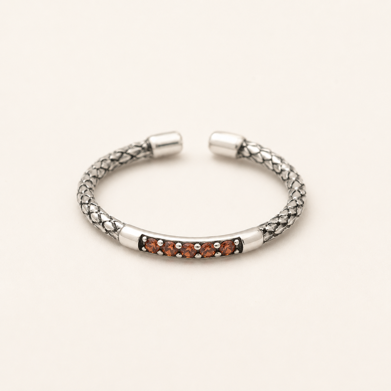 Silver Pavé Serpentine Ring – Stackable CZ Band Ring for Women, Dainty Gift for Her