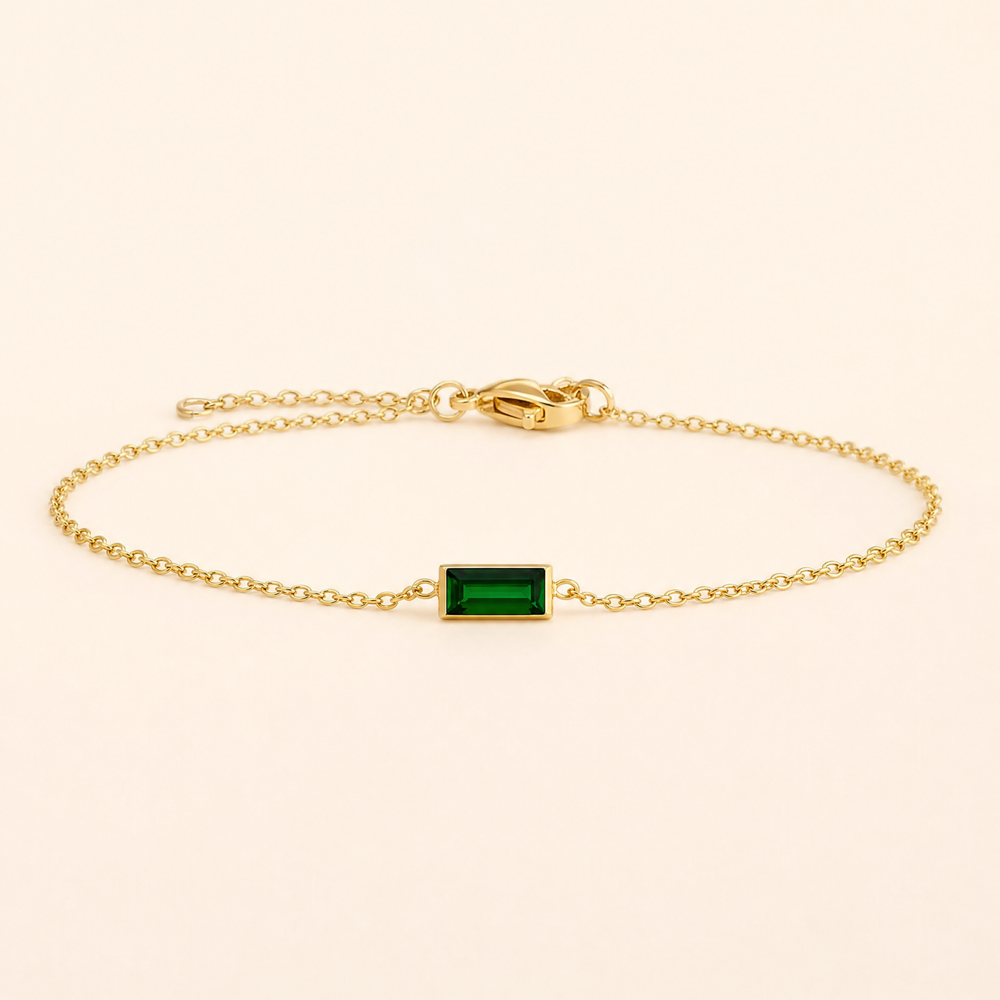Gold Birthstone Bar Bracelet - Plated Stainless Steel Chain, Birthday Gift for Her