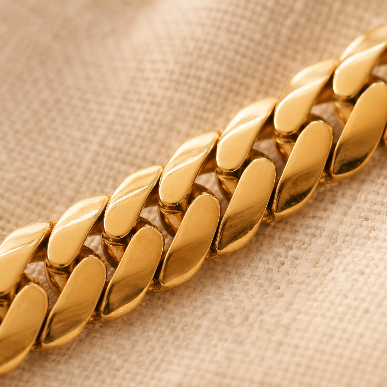 Gold Cuban Chain Bracelet – Gold Stainless Steel Dainty Layering Bracelet for Women