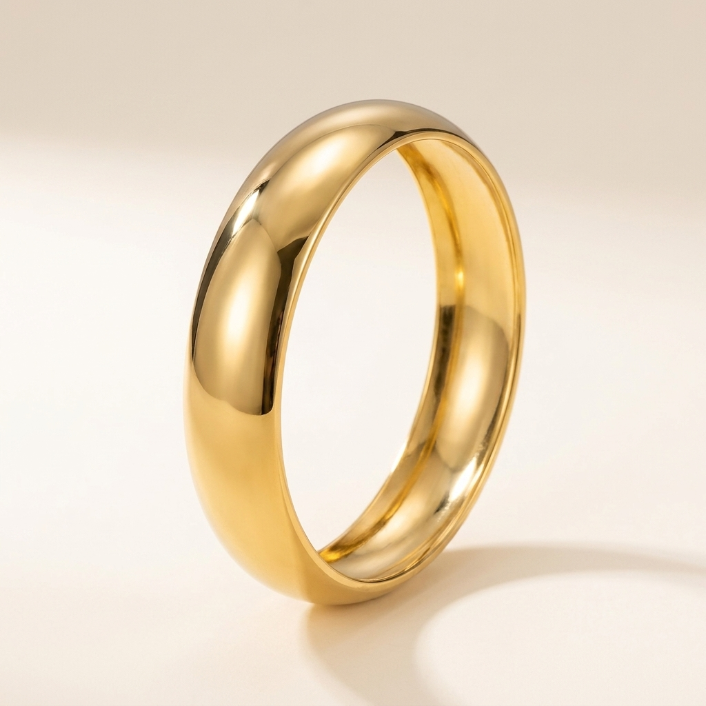 Gold Smooth Cuff Bangle – Chunky Stainless Steel Bracelet for Women, Waterproof Jewelry