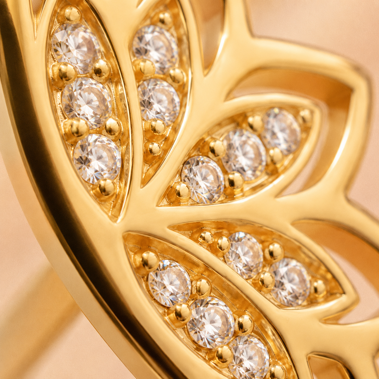 Gold Pavé Lotus Flat Back Earring – 925 Silver CZ Helix Cartilage Stud, Gift for Her