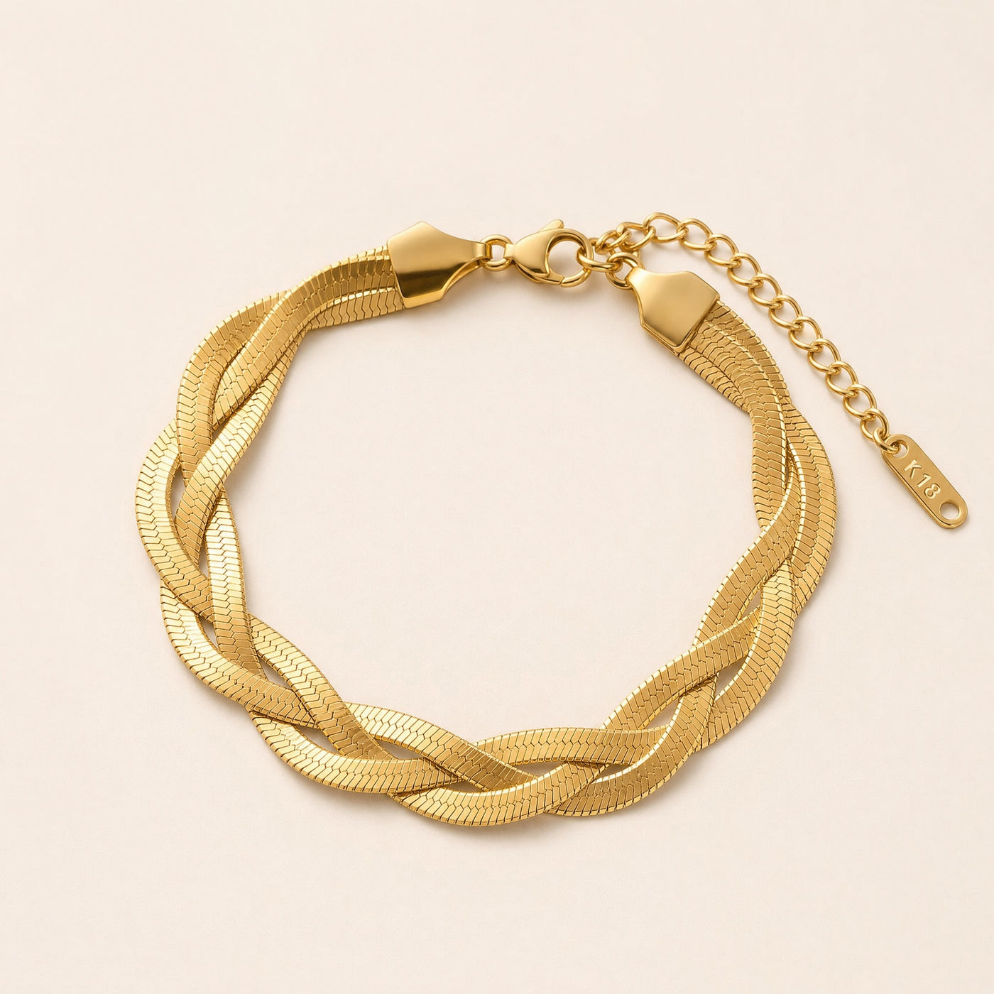 Braided Herringbone Bracelet – Gold Silver Woven Snake Chain Bracelet for Women