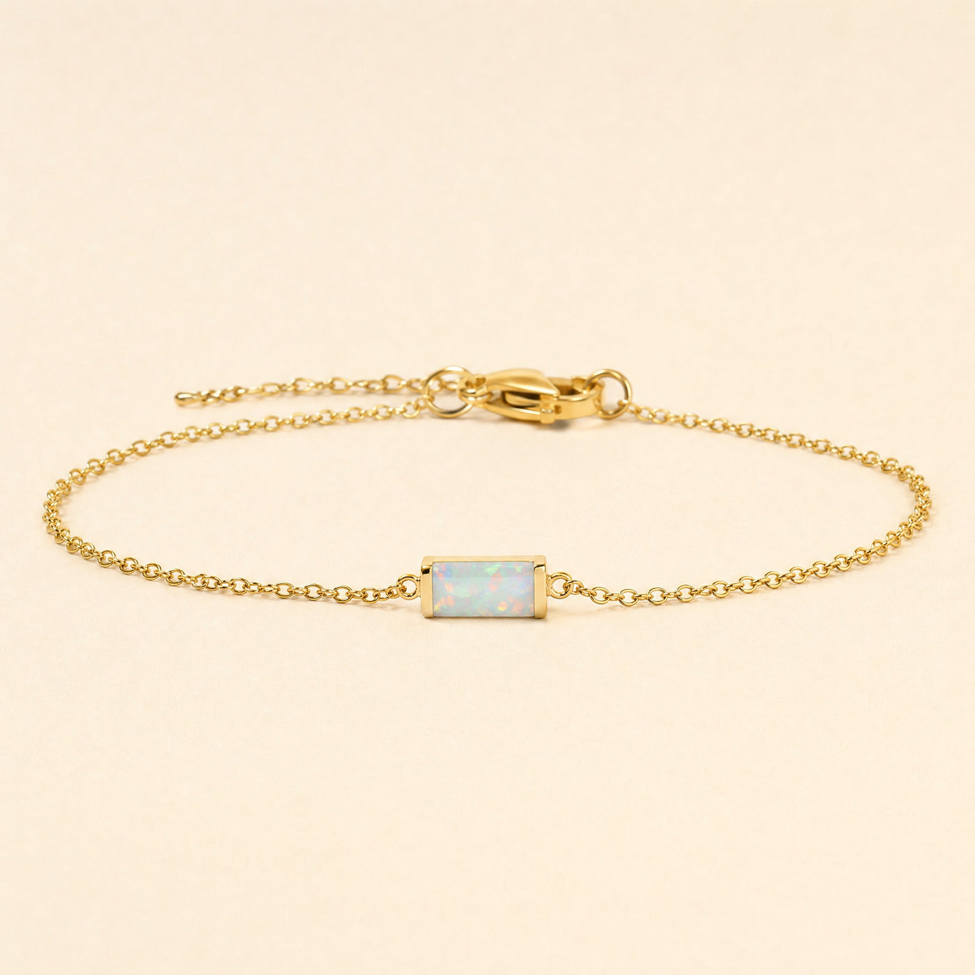 Gold Birthstone Bar Bracelet - Plated Stainless Steel Chain, Birthday Gift for Her