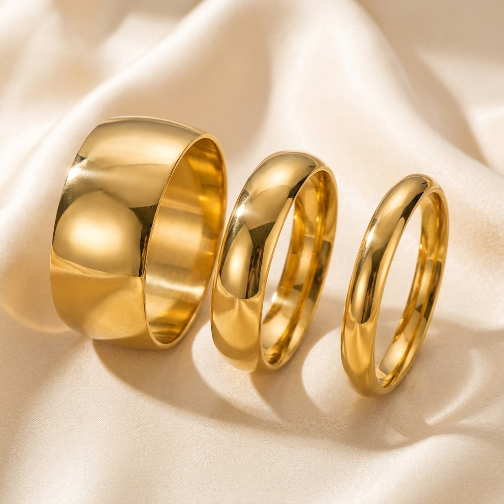 Gold Smooth Cuff Bangle – Chunky Stainless Steel Bracelet for Women, Waterproof Jewelry