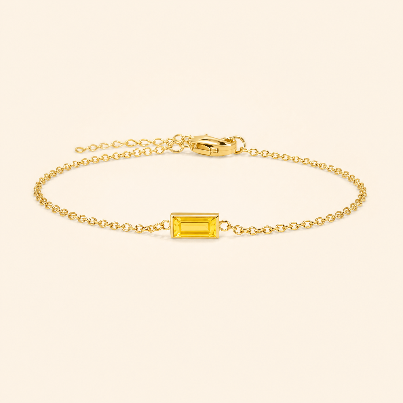 Gold Birthstone Bar Bracelet - Plated Stainless Steel Chain, Birthday Gift for Her