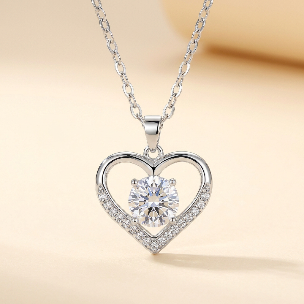Gold Heart Pendant Necklace – Pavé CZ Dainty Chain, Gift for Her, Women Girls