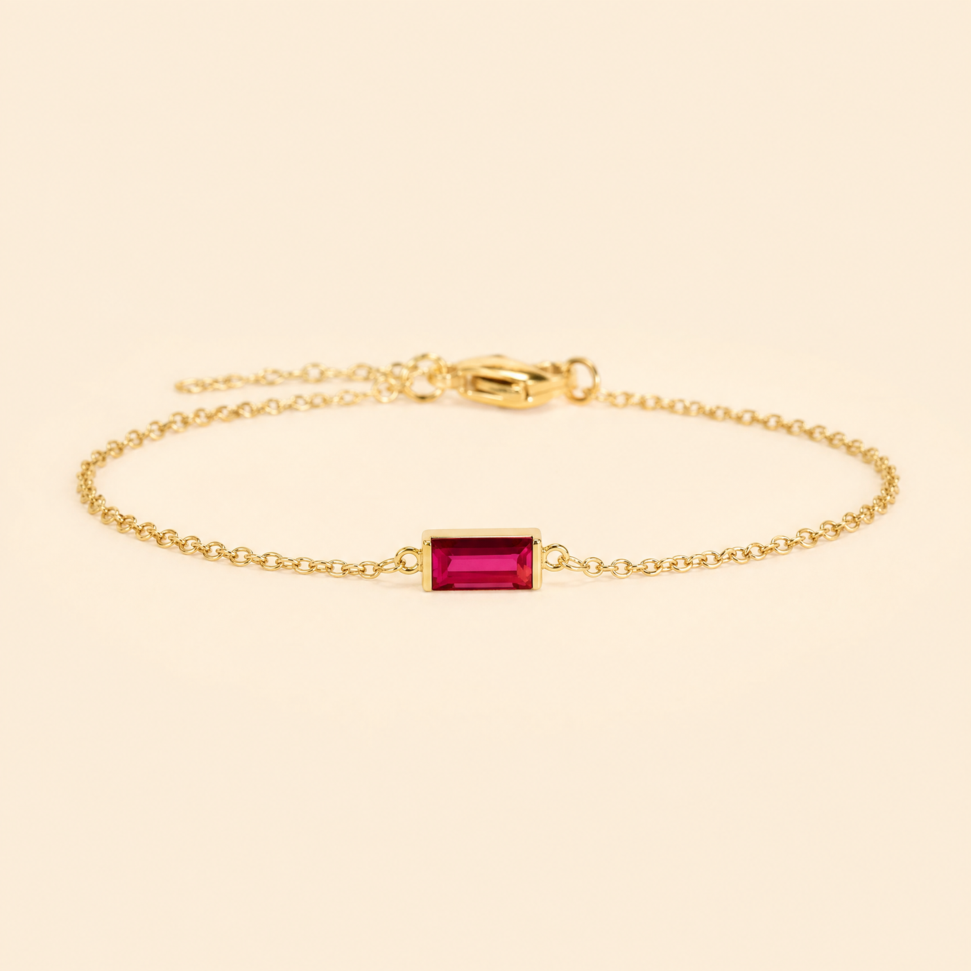 Gold Birthstone Bar Bracelet - Plated Stainless Steel Chain, Birthday Gift for Her