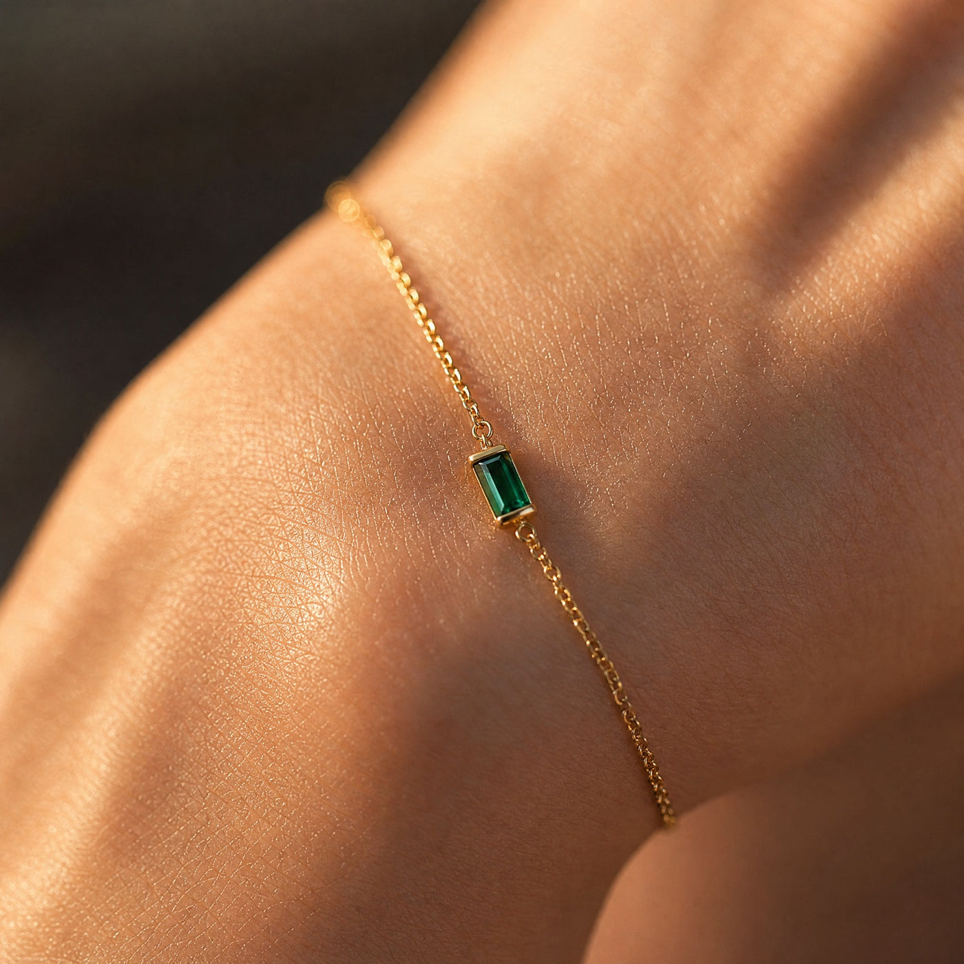 Gold Birthstone Bar Bracelet - Plated Stainless Steel Chain, Birthday Gift for Her