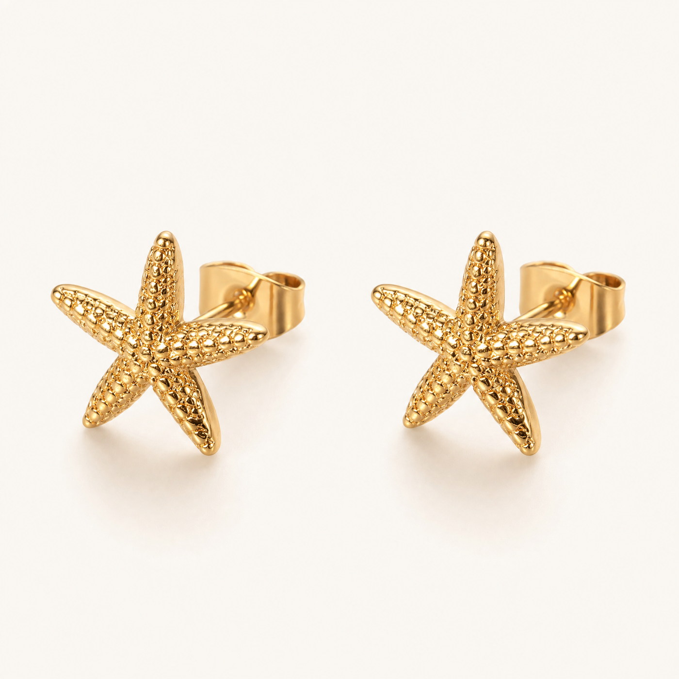 Starfish Stud Earrings – Dainty Gold Silver Textured Sea Star Earrings, Gift for Her