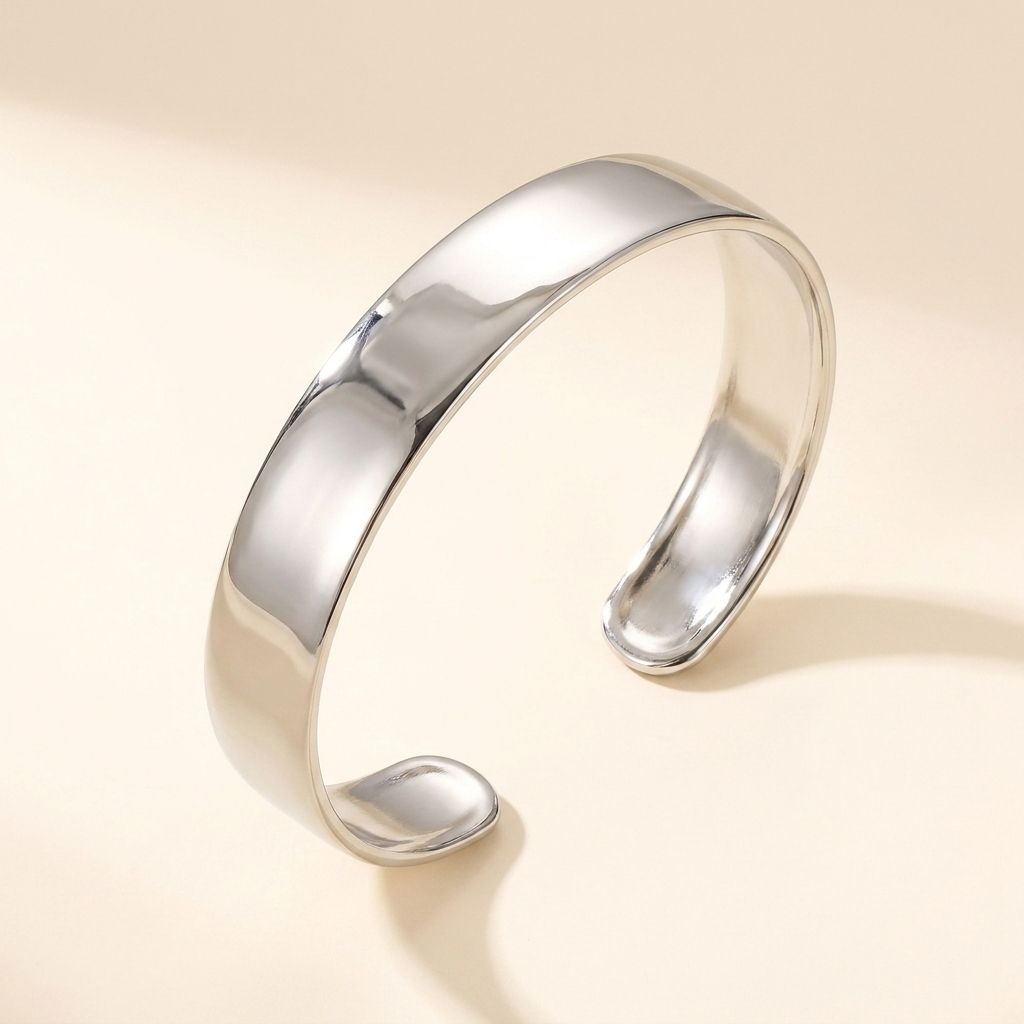 Smooth Cuff Bangle Bracelet – Gold Silver Open Cuff Stainless Steel Bracelet for Women