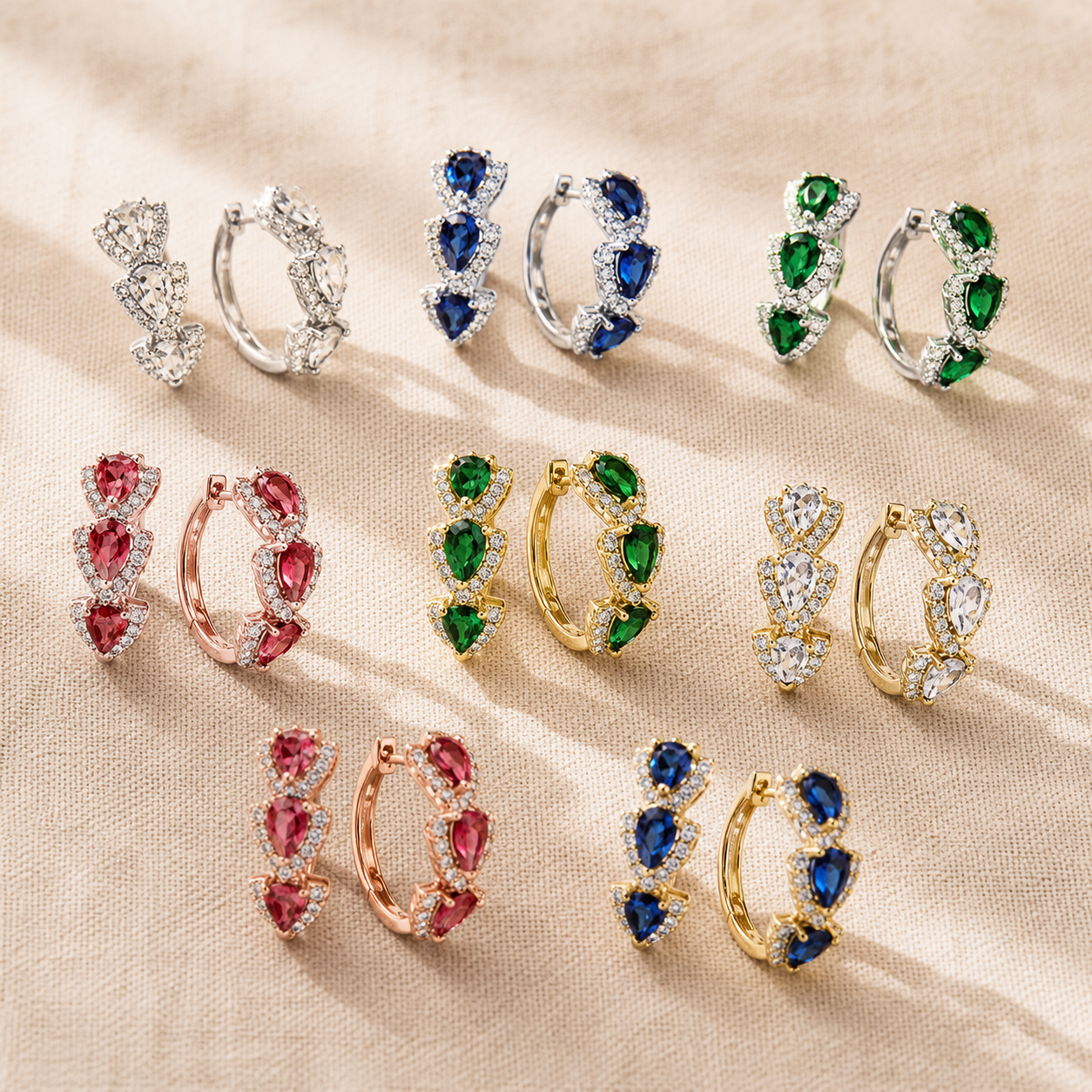 Silver Pavé Heart Hoop Earrings – CZ Crystal Huggie Hoops, Elegant Gift for Her