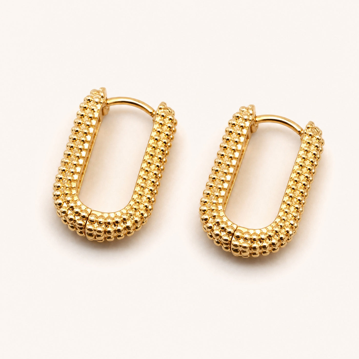 Beaded Square Gold Silver  Hoop Earrings – Dainty Stainless Steel Huggie Hoops for Women