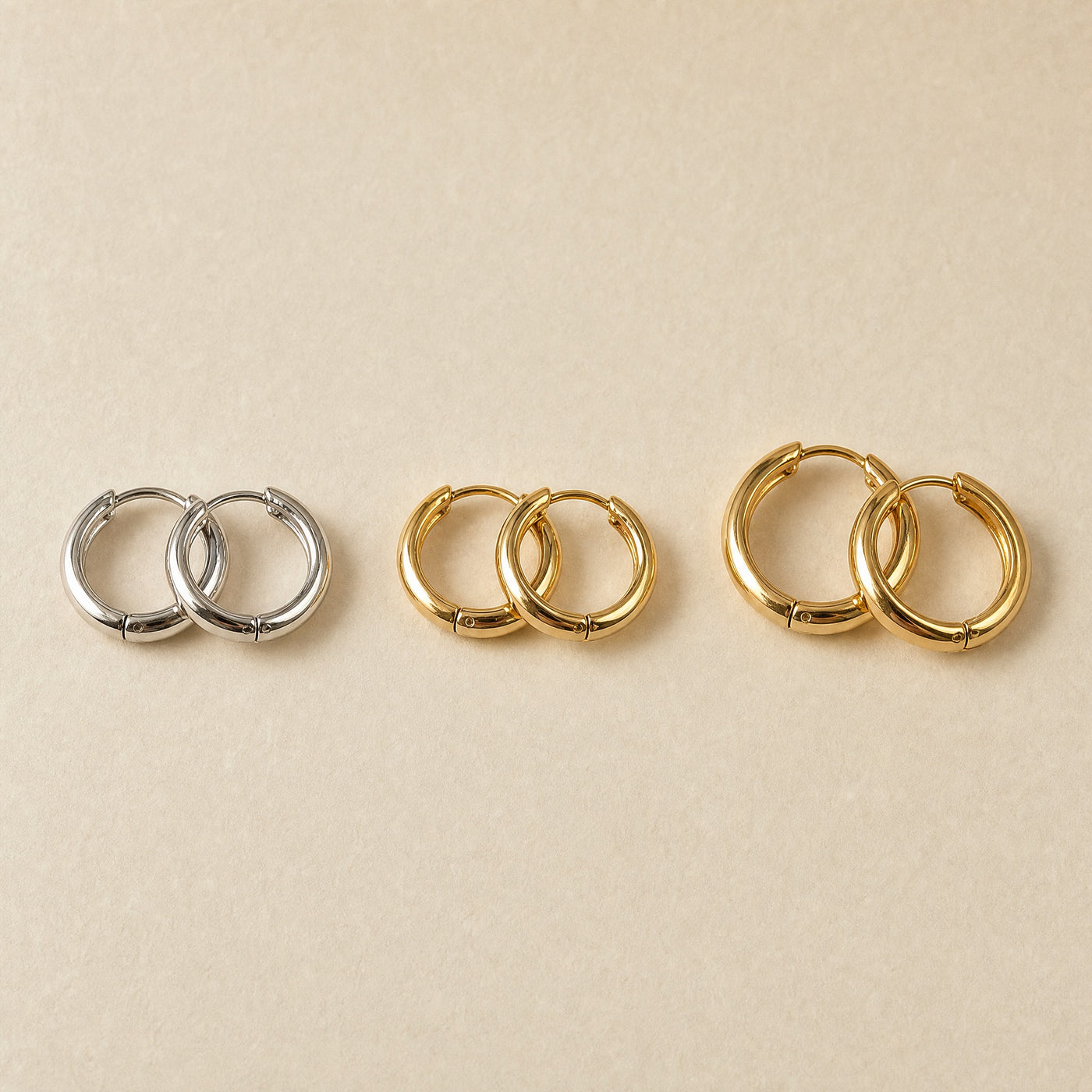 Gold Silver Huggie Hoop Earrings – Stainless Steel Classic Round Hoops, Gift for Her