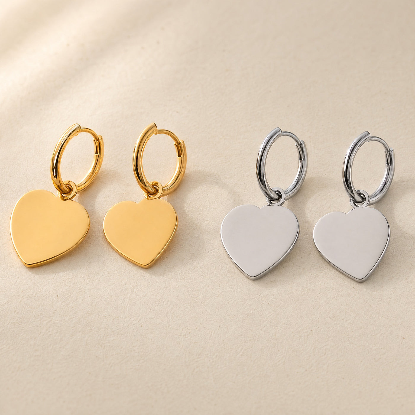 Heart Charm Hoop Earrings – Dainty Gold Silver Drop Hoops, Minimalist Gift for Her
