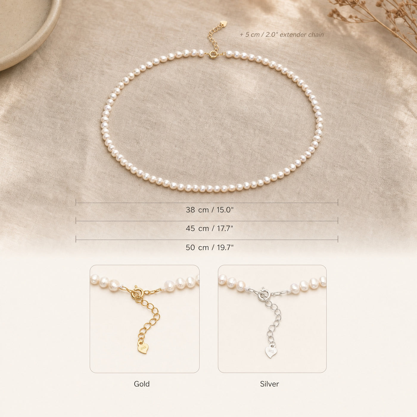 Baroque Freshwater Pearl Necklace – Sterling Silver Dainty Layering Pearl Necklace Gift