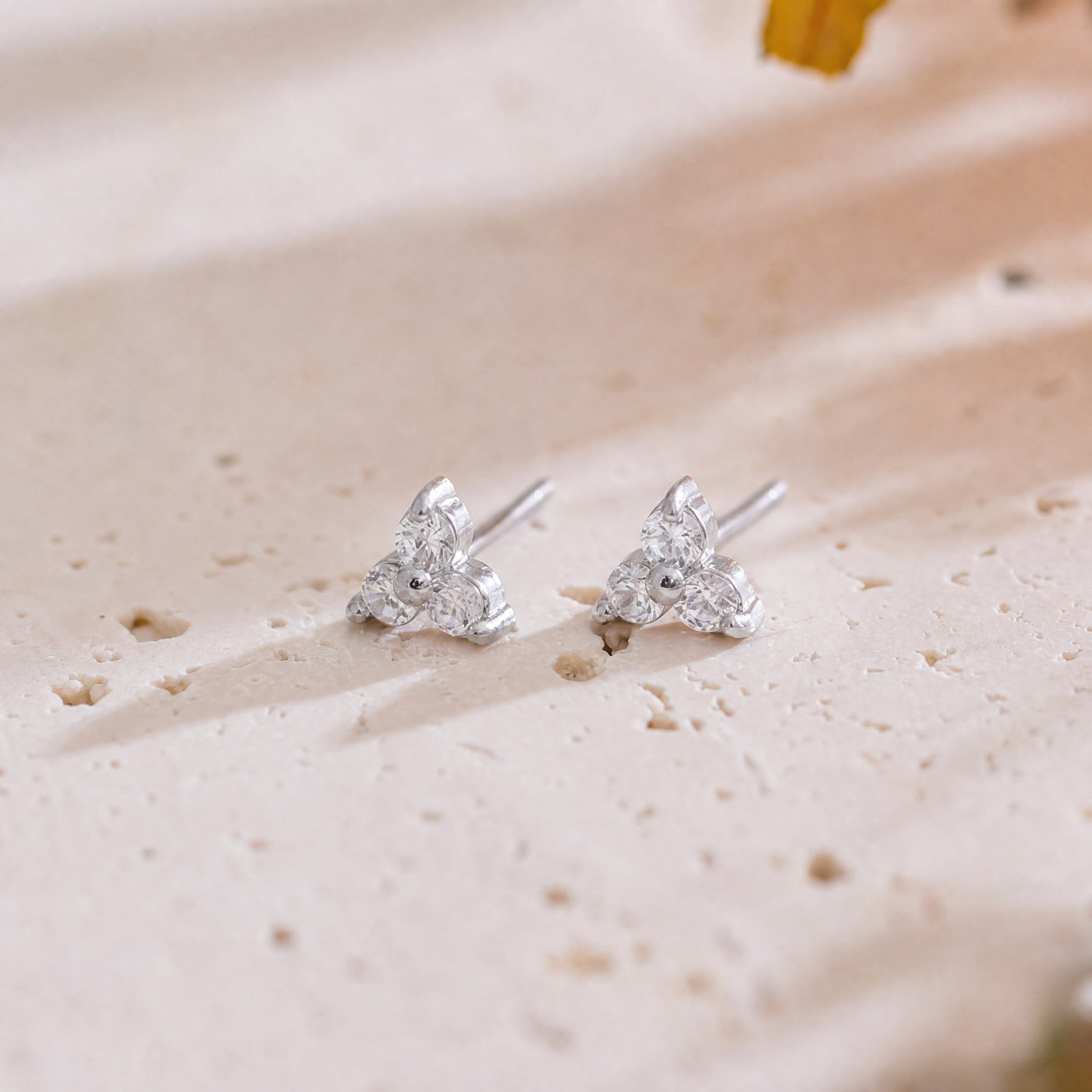 CZ Trio Cluster Stud Earrings – Dainty Gold Silver CZ Flower Studs, Gift for Her