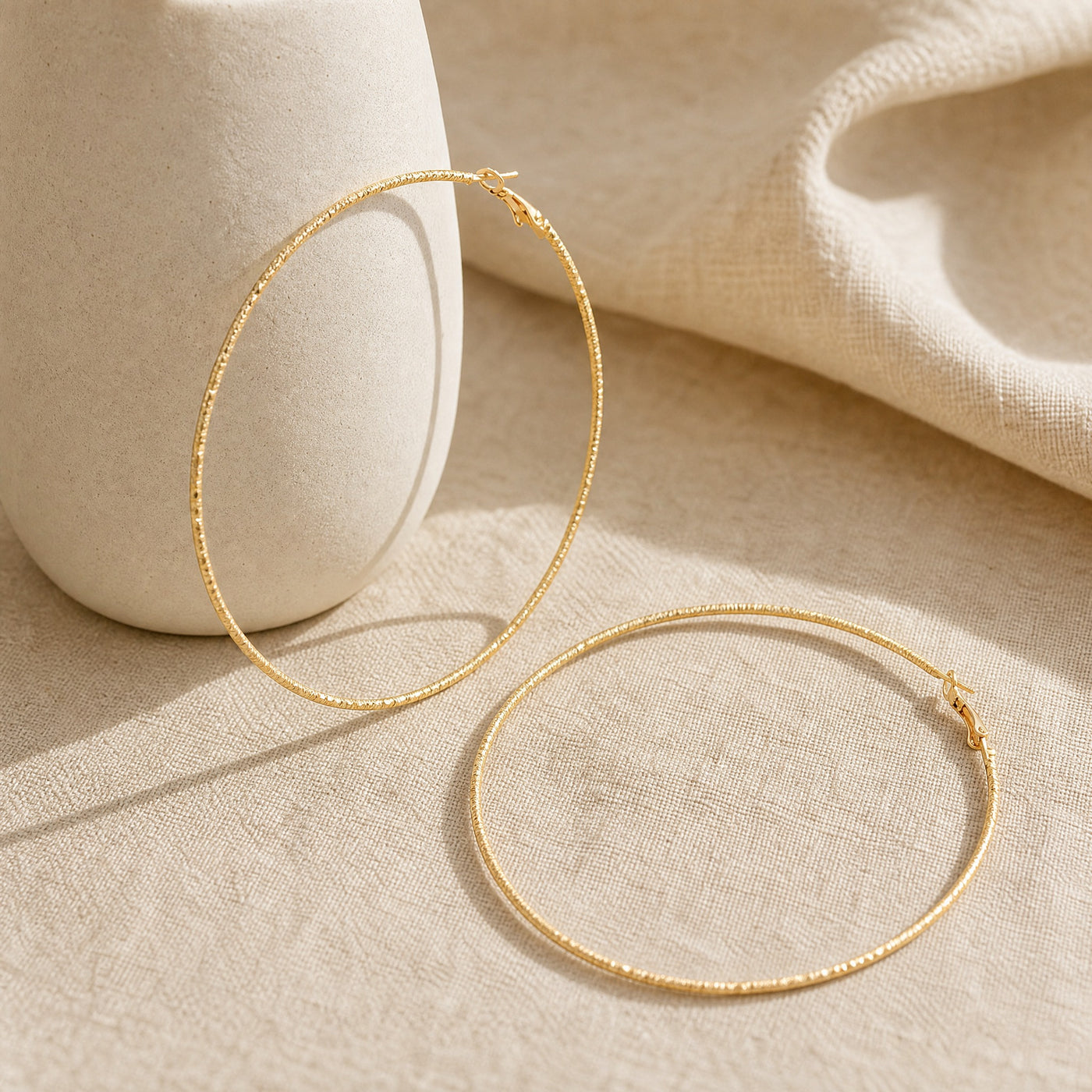 Twisted Texture Hoop Earrings – Large Gold Silver Statement Hoops for Women