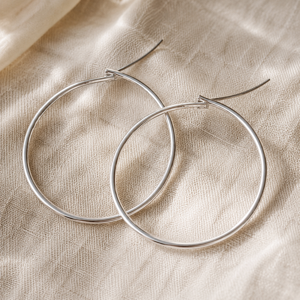 Silver Hoop Earrings – Thin Round Hoops for Women, Minimalist Silver Earrings 3cm to 6cm