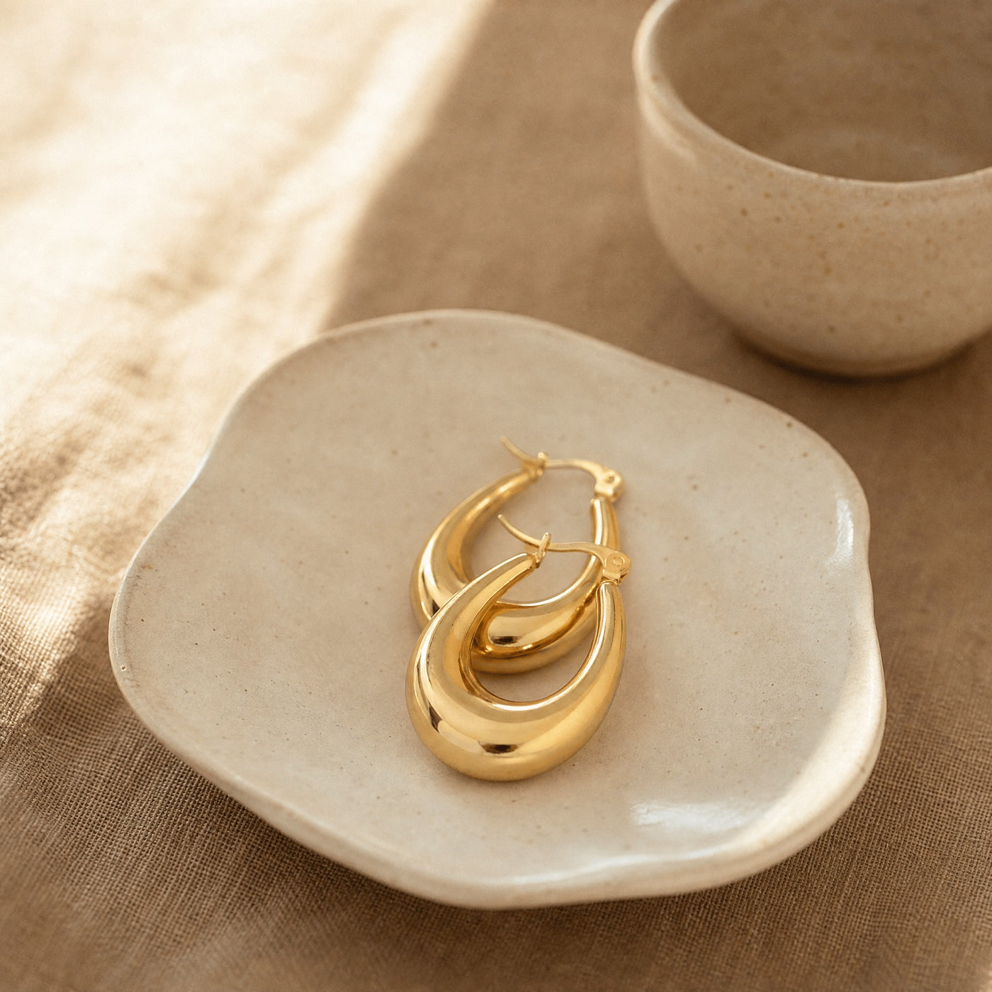 Chunky U-Shape Hoop Earrings – Gold Silver Thick Huggie Hoops, Statement Gift for Her