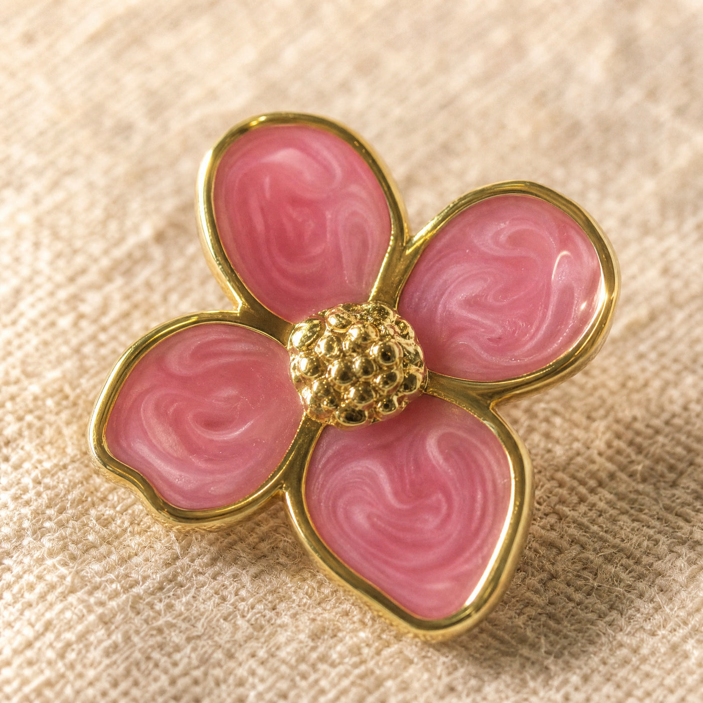 Gold Enamel Flower Stud Earrings – Dainty Floral Gold-Tone Studs, Gift for Her