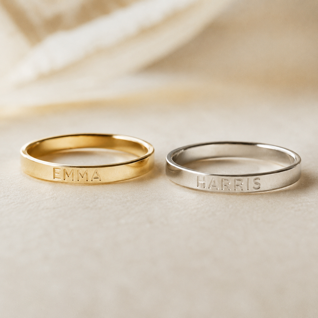 Custom Engraved Name Ring – Dainty Stackable Personalized Gold Silver Ring, Gift for Her