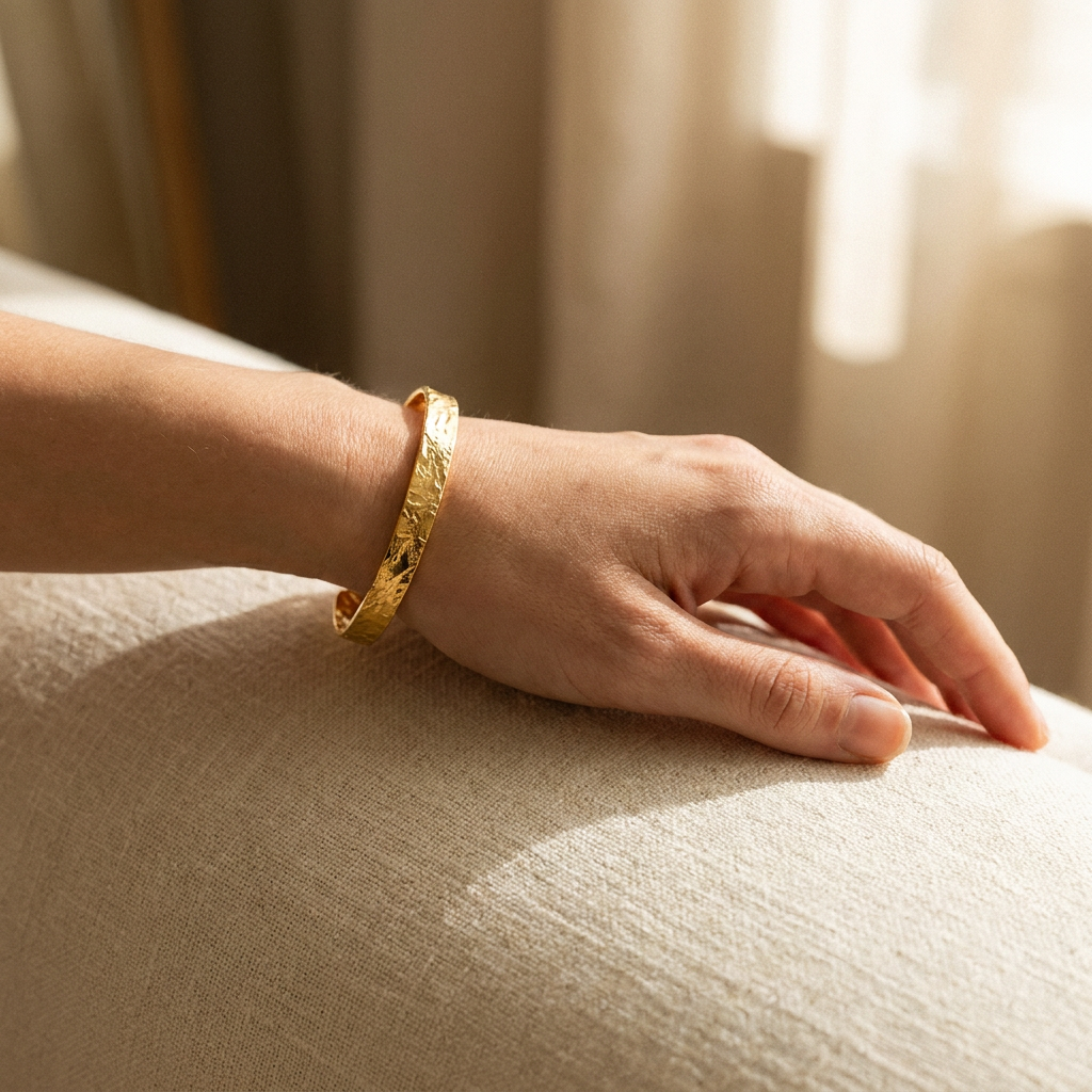 Gold Cuff Bracelet –Plated Bangle, Minimalist Gift for Her