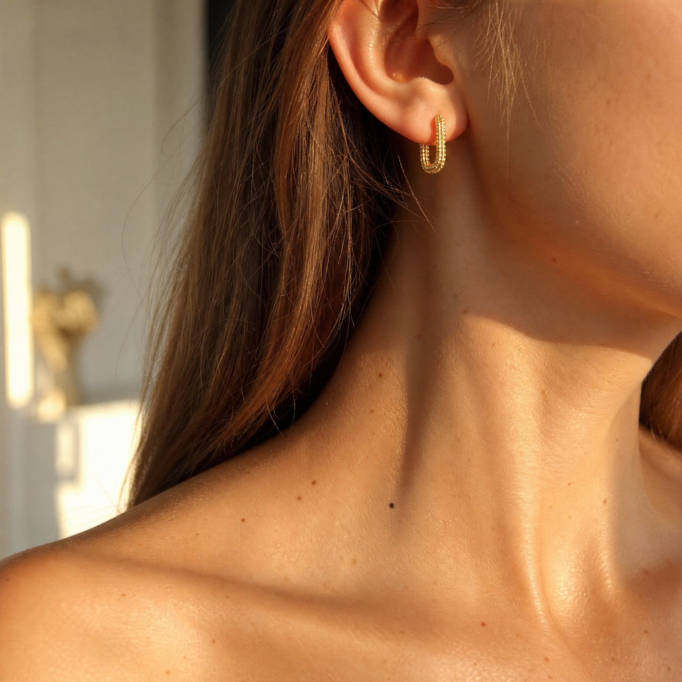 Beaded Square Gold Silver  Hoop Earrings – Dainty Stainless Steel Huggie Hoops for Women