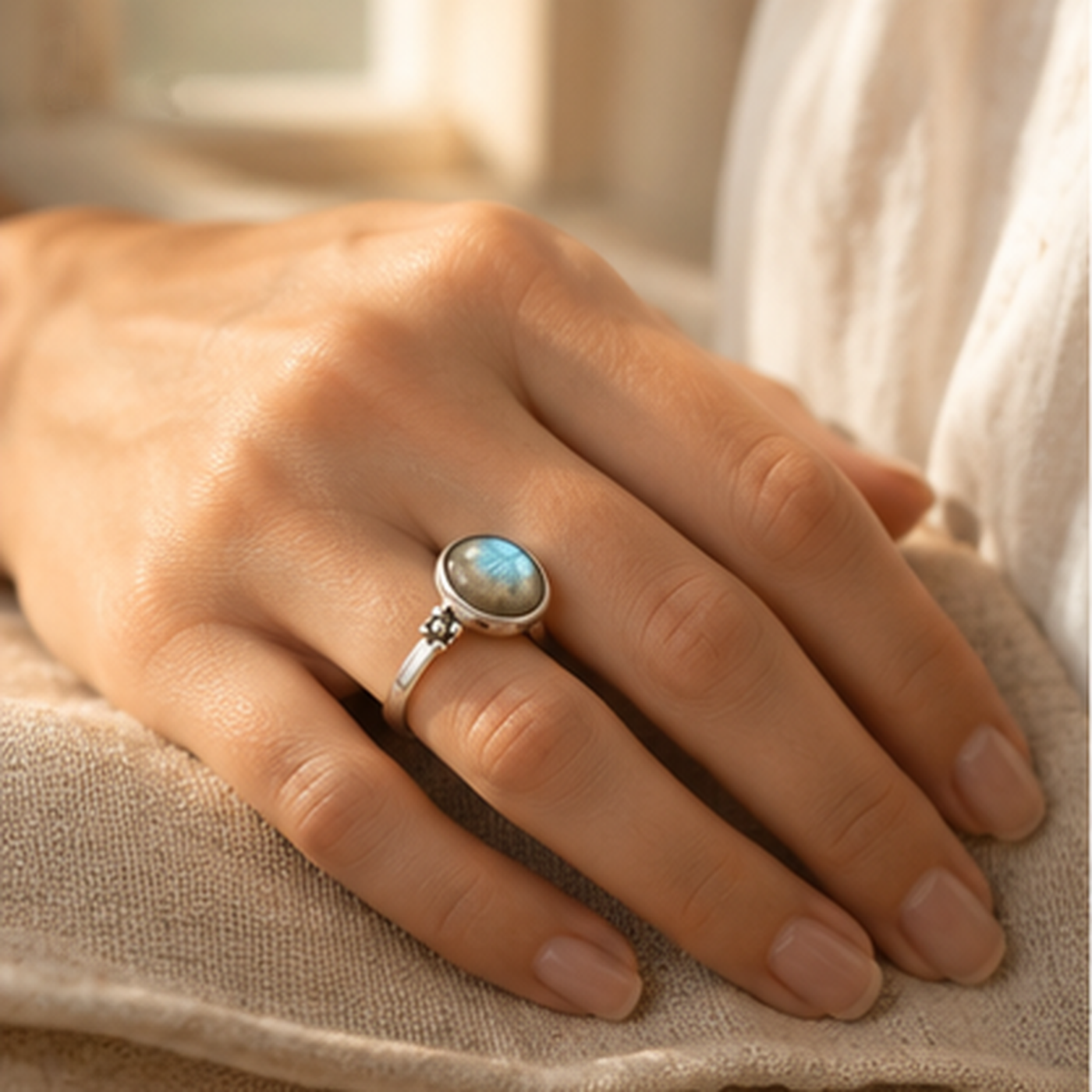 Vintage Round Stone Ring – Gemstone Ring for Women, Boho Gift
