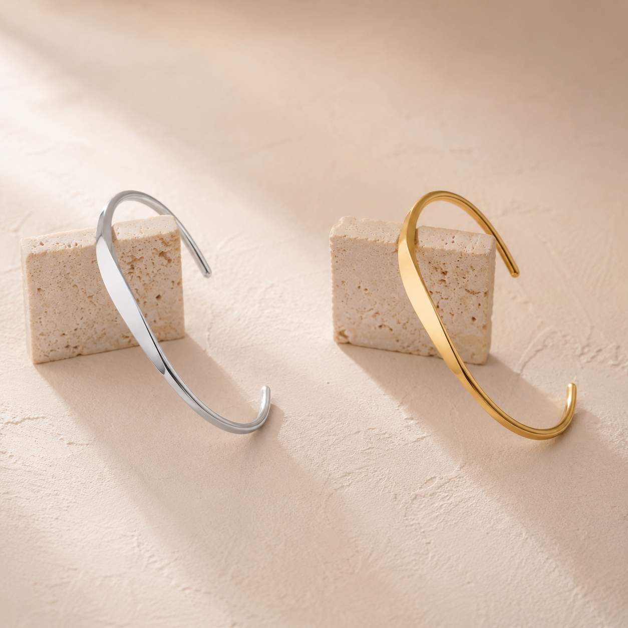 Slim Open Cuff Bracelet – Dainty Minimalist Bangle, Gold or Silver, Layering Gift for Her