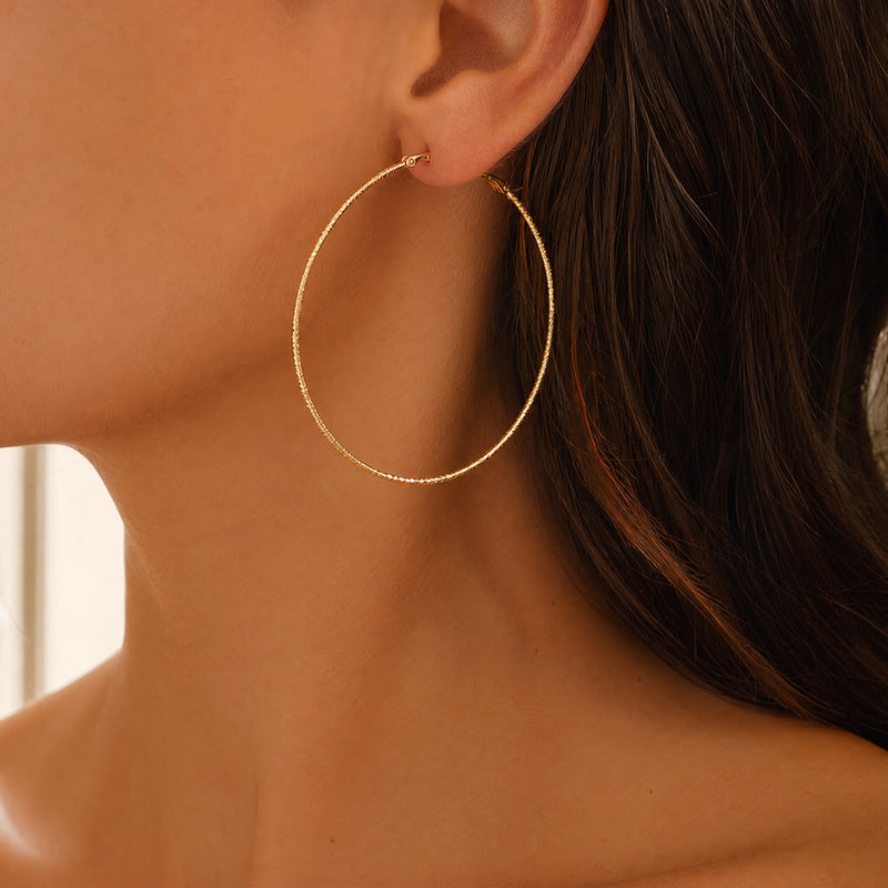 Twisted Texture Hoop Earrings – Large Gold Silver Statement Hoops for Women