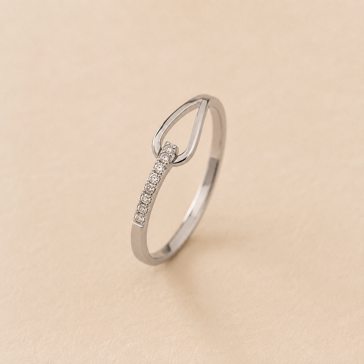 Gold Pavé Zircon Ring – Dainty Stainless Steel Stackable Band, Minimalist Daily Wear Jewelry for Women