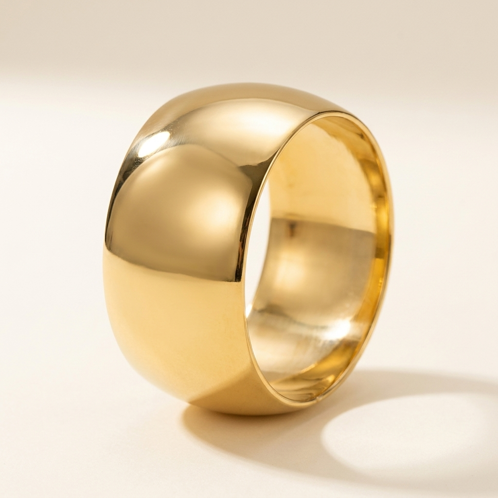 Gold Smooth Cuff Bangle – Chunky Stainless Steel Bracelet for Women, Waterproof Jewelry