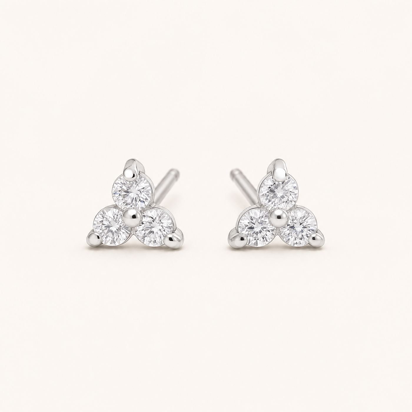 CZ Trio Cluster Stud Earrings – Dainty Gold Silver CZ Flower Studs, Gift for Her