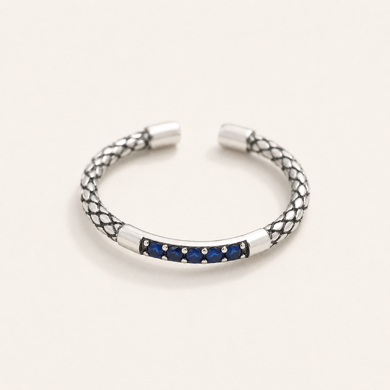 Silver Pavé Serpentine Ring – Stackable CZ Band Ring for Women, Dainty Gift for Her