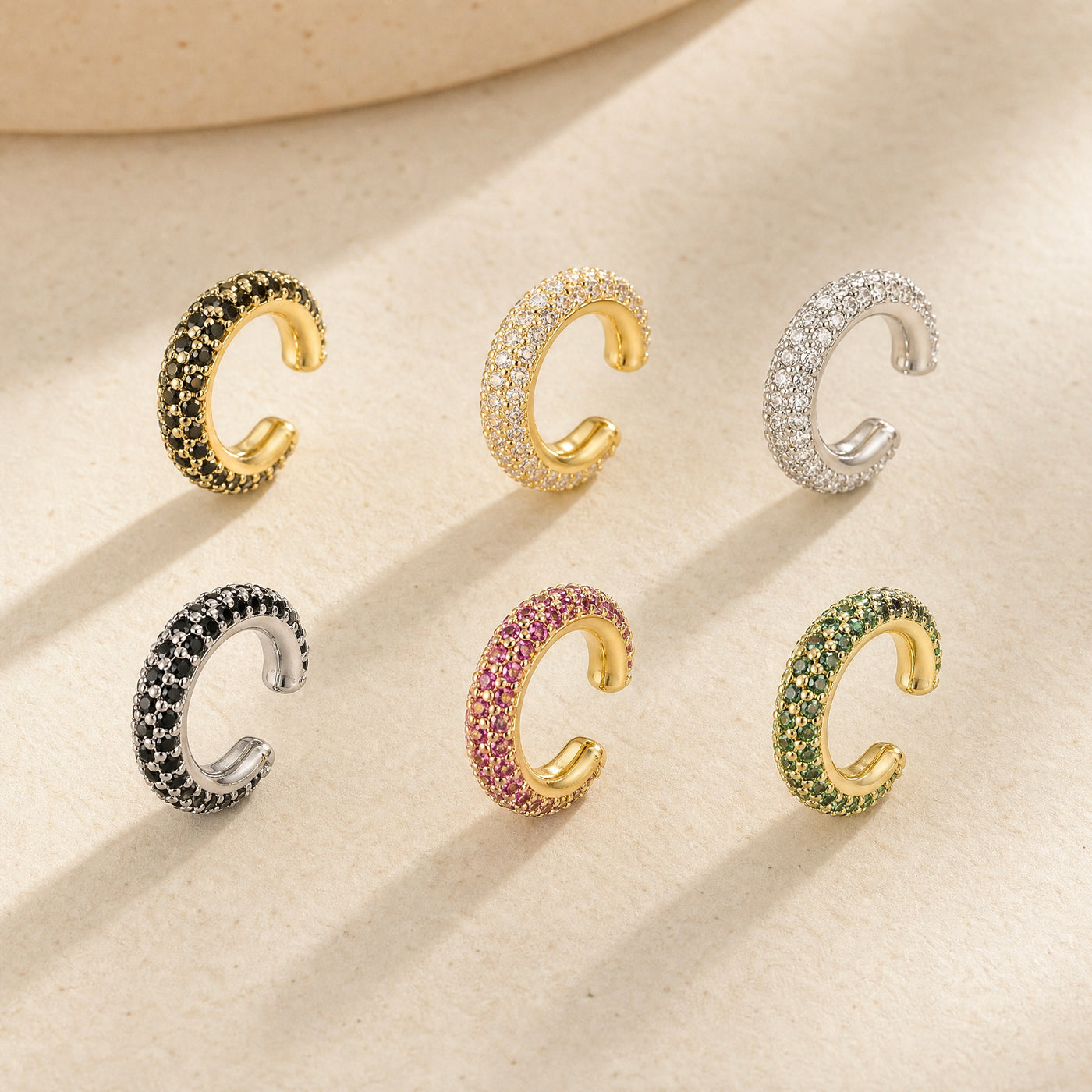 CZ Pavé Cartilage Ear Cuff – No Piercing Clip Earring Gold Silver Zirconia Gift