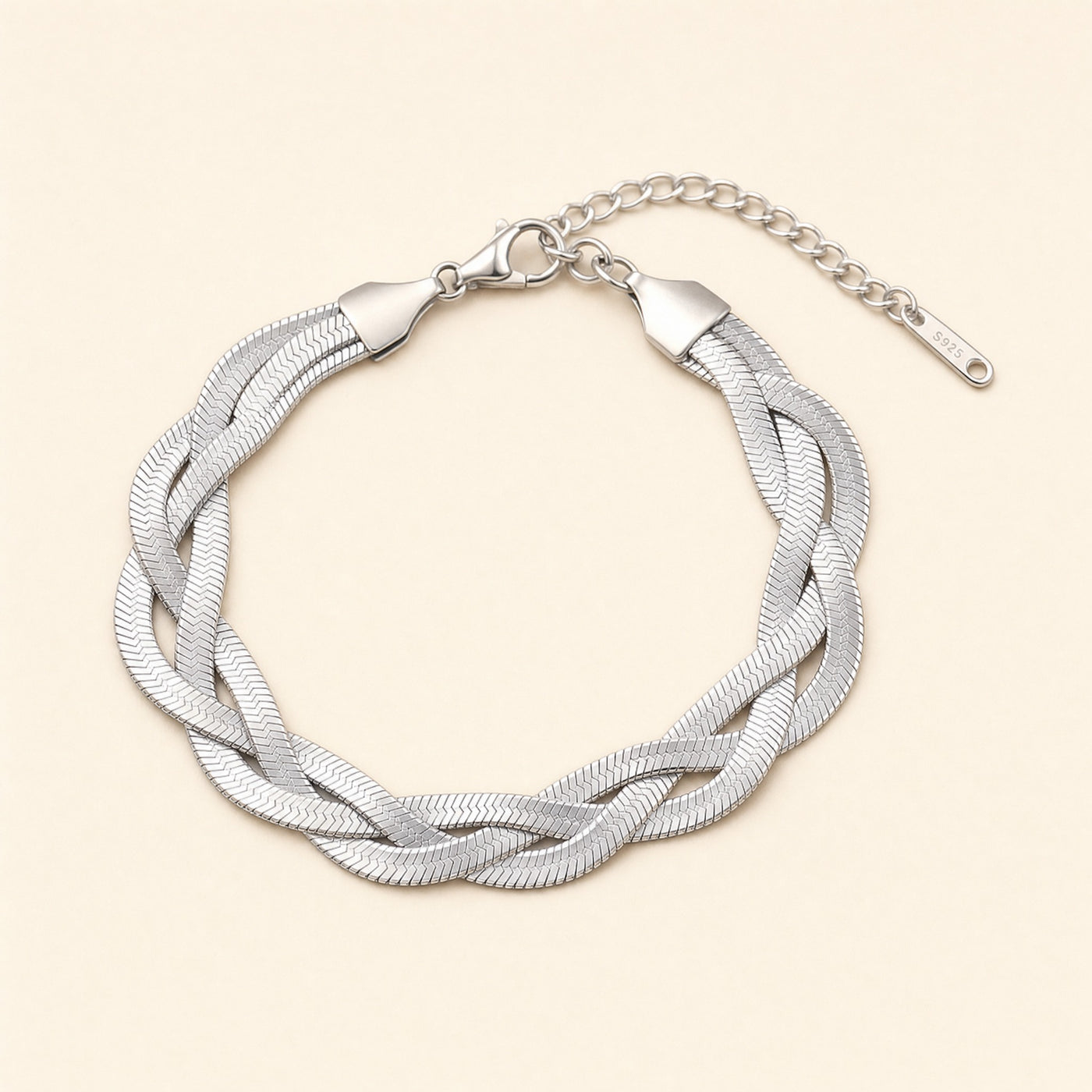 Braided Herringbone Bracelet – Gold Silver Woven Snake Chain Bracelet for Women