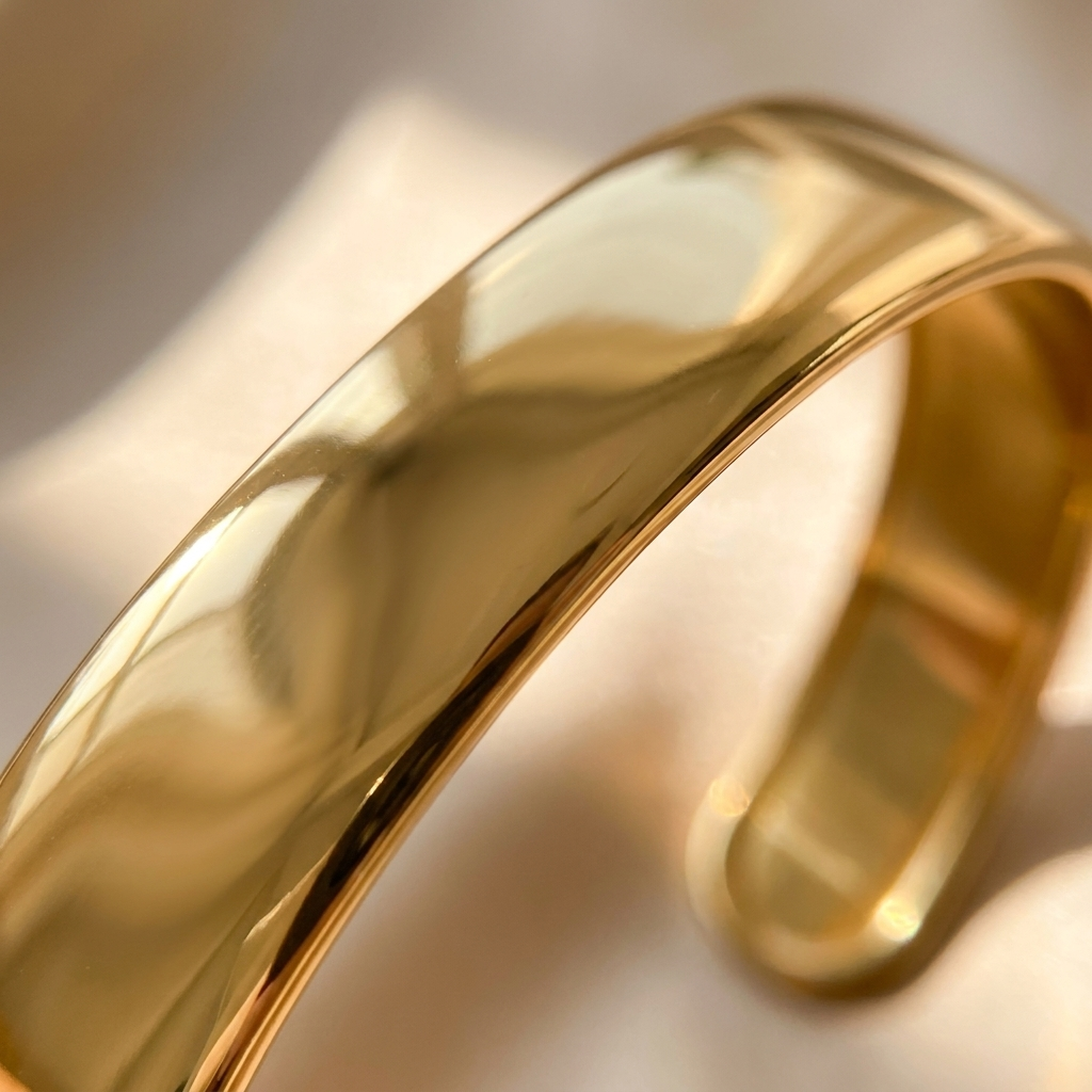 Smooth Cuff Bangle Bracelet – Gold Silver Open Cuff Stainless Steel Bracelet for Women