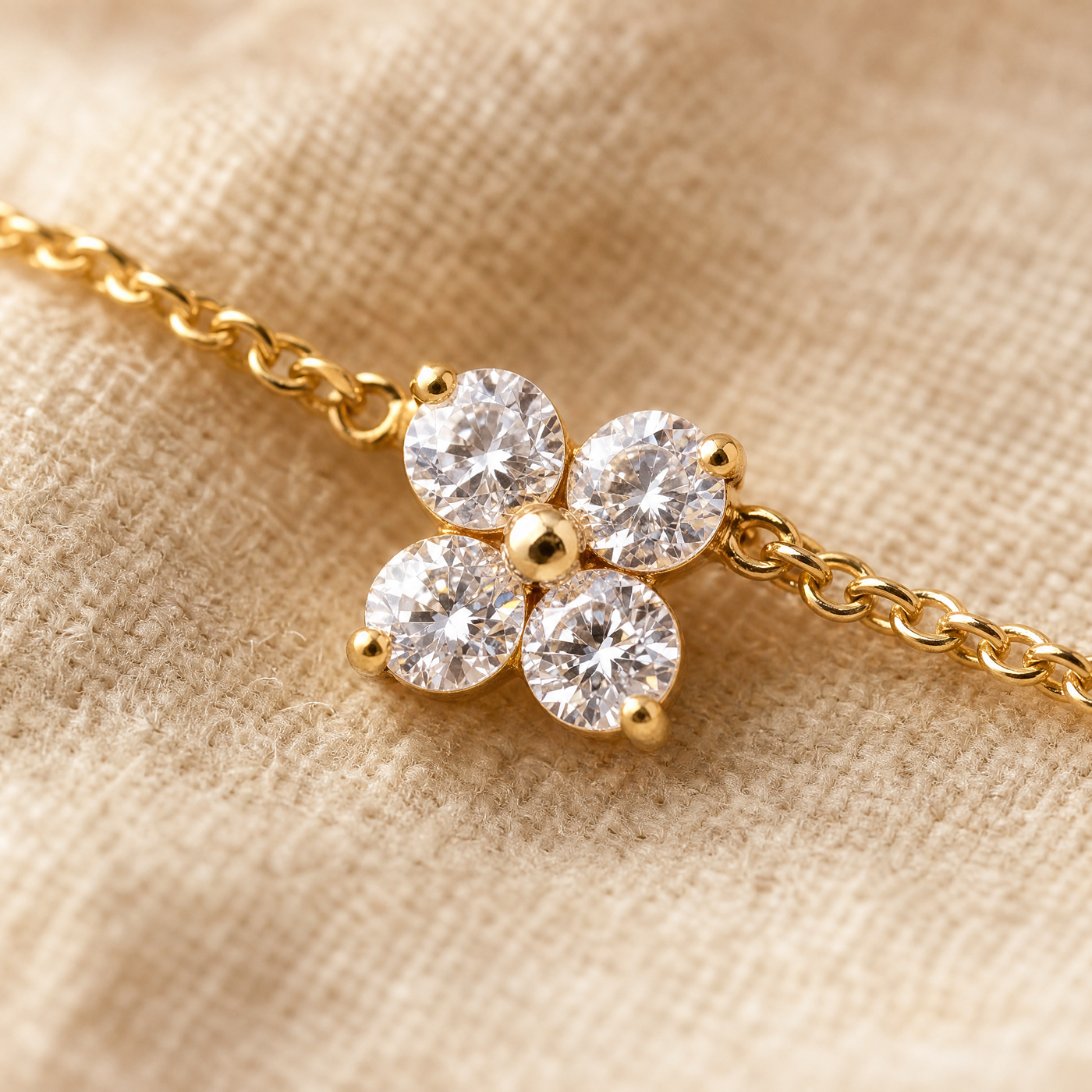 Gold Pavé Tennis & Flower CZ Bracelet Set – Dainty Layering Bracelets, Gift for Her