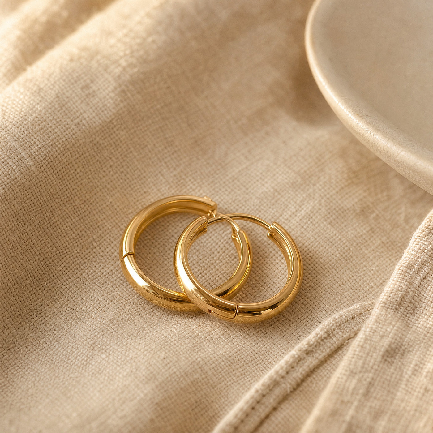 Gold Silver Huggie Hoop Earrings – Stainless Steel Classic Round Hoops, Gift for Her
