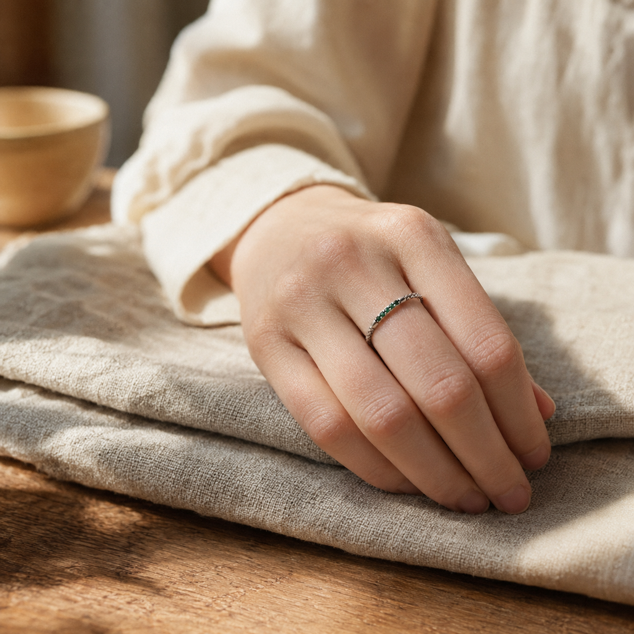 Silver Pavé Serpentine Ring – Stackable CZ Band Ring for Women, Dainty Gift for Her