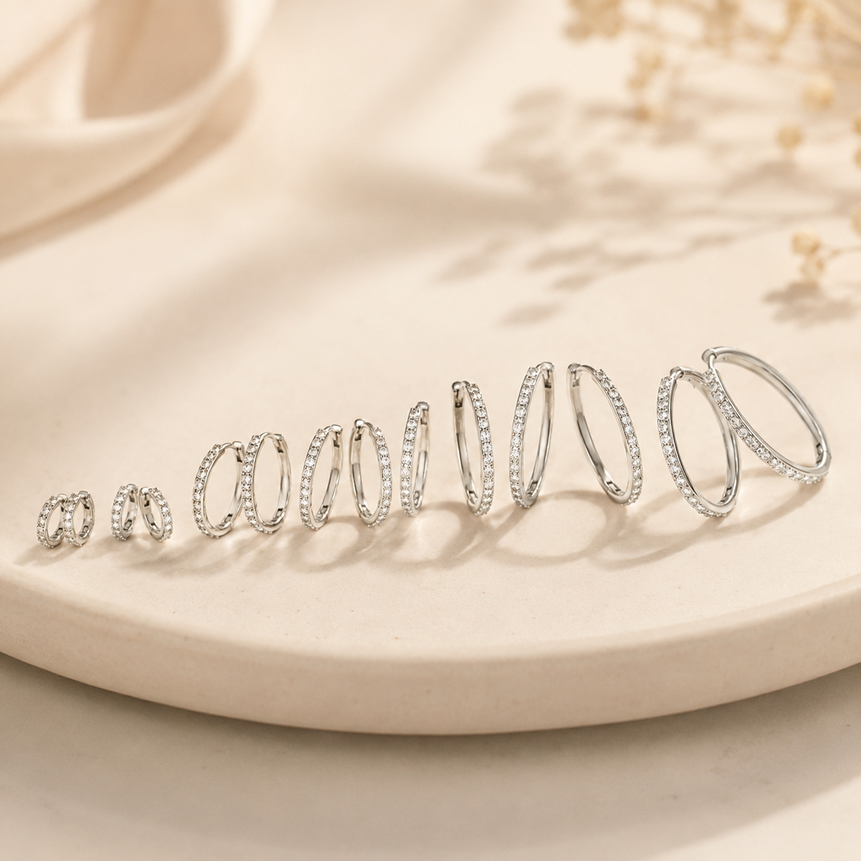 Silver Pavé CZ Hoop Earrings – Dainty Zircon Huggie Hoops, Minimalist Gift for Her