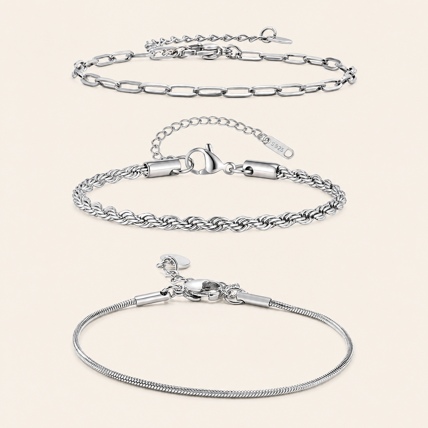 Gold & Silver Chain Bracelet Set – Dainty Layering Stainless Steel Bracelets for Women