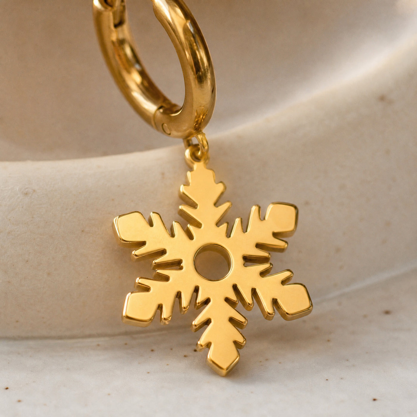 Gold Silver Snowflake Hoop Earrings – Dainty Stainless Steel Dangle Earrings, Gift for Her