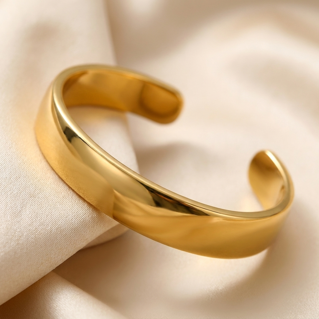 Smooth Cuff Bangle Bracelet – Gold Silver Open Cuff Stainless Steel Bracelet for Women