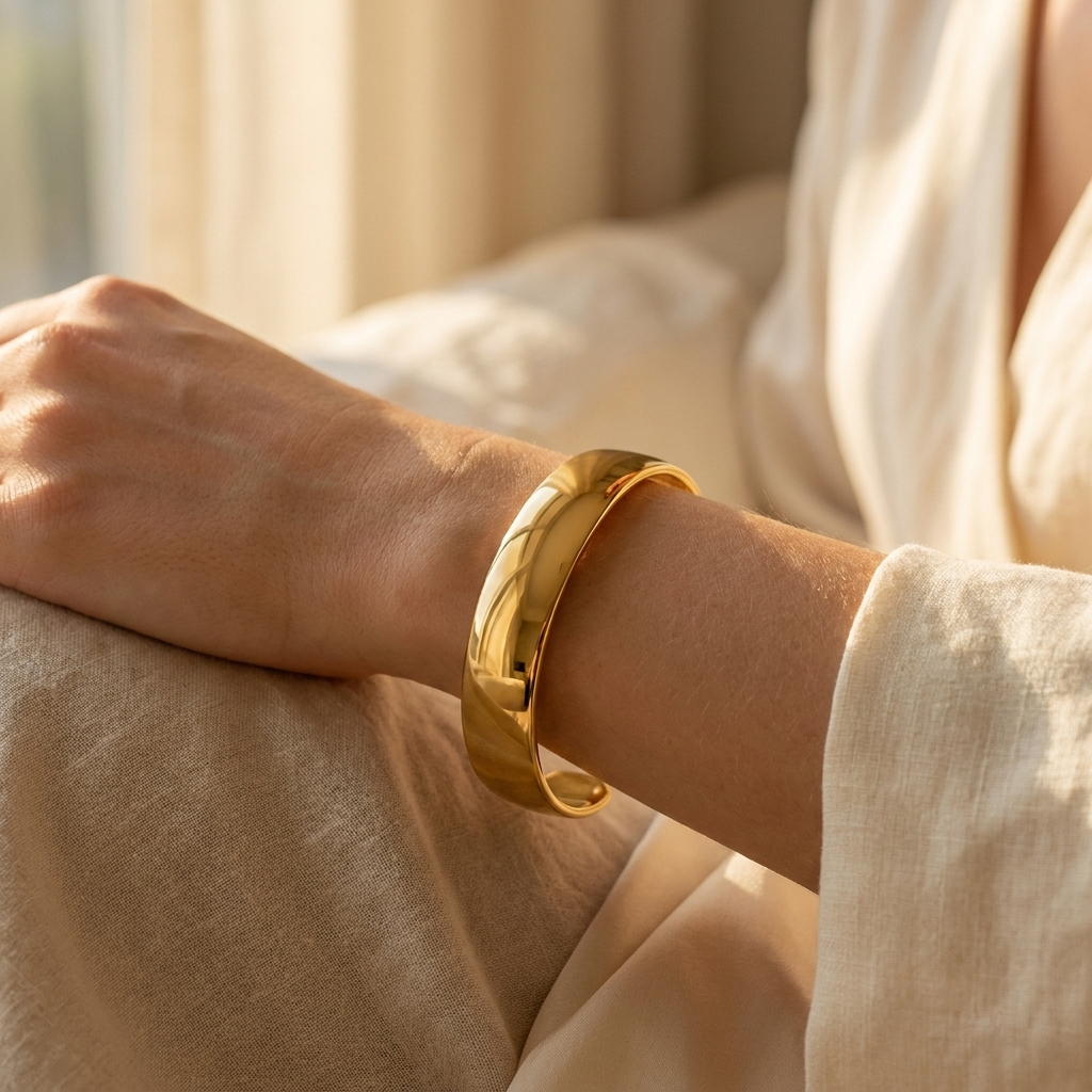 Smooth Cuff Bangle Bracelet – Gold Silver Open Cuff Stainless Steel Bracelet for Women