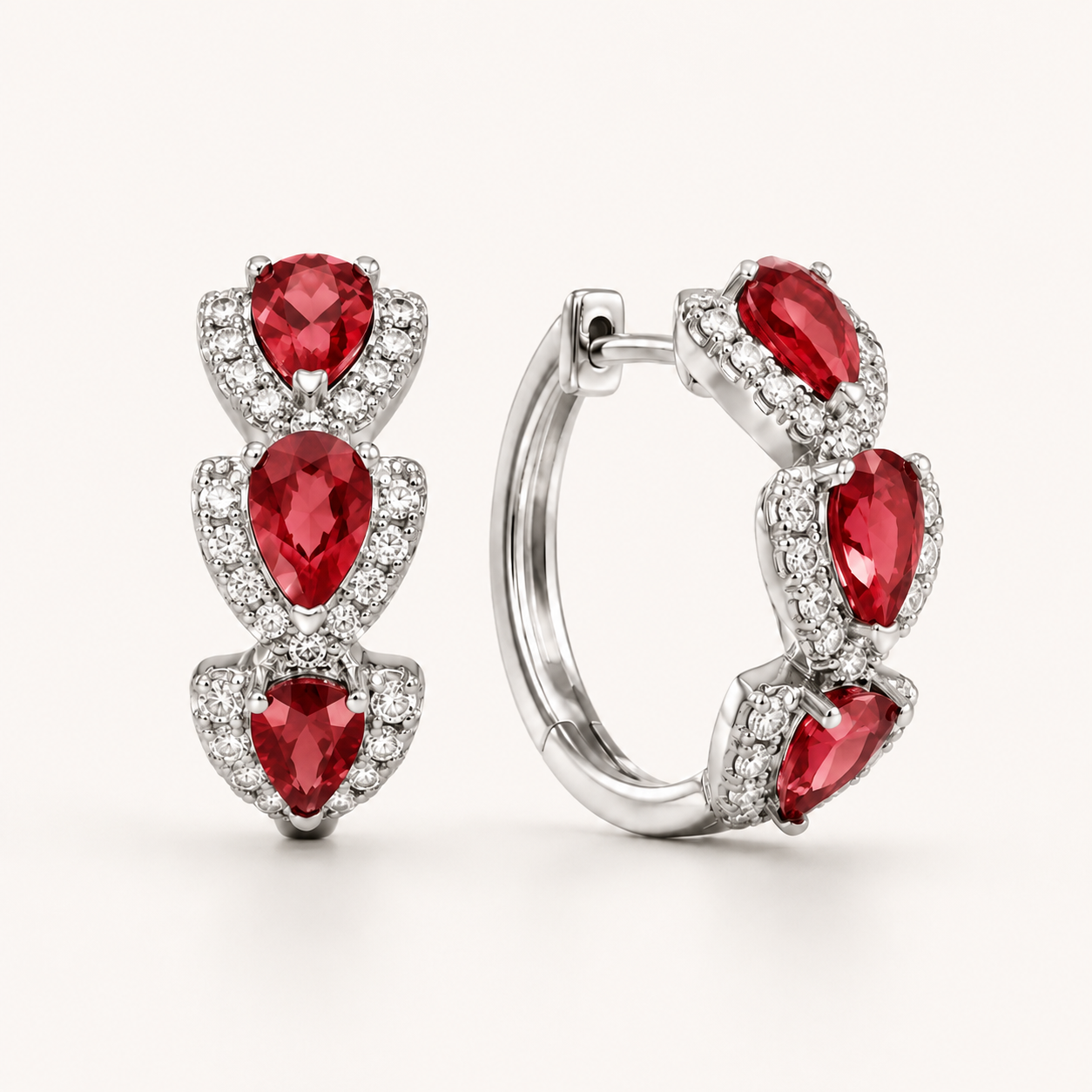 Silver Pavé Heart Hoop Earrings – CZ Crystal Huggie Hoops, Elegant Gift for Her