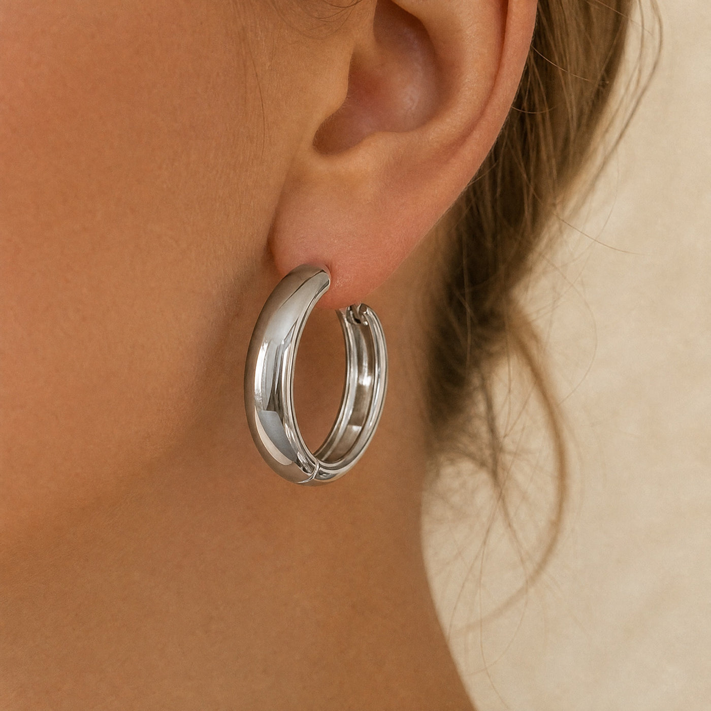 Gold Silver Huggie Hoop Earrings – Stainless Steel Classic Round Hoops, Gift for Her